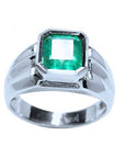 18K Men's Emerald Solitaire Ring