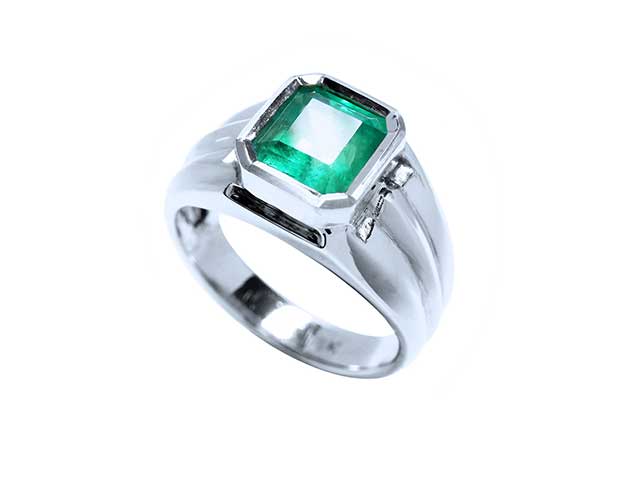 May Birthstone Solitaire emerald ring for men