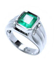 May Birthstone Solitaire emerald ring for men