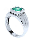 Colombian emerald men solitaire ring