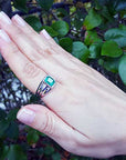 Emerald solitaire ring made in USA