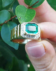 Natural emerald bezel set rings