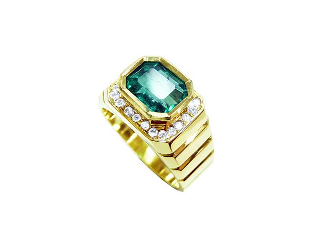 Genuine emerald jewelry for men