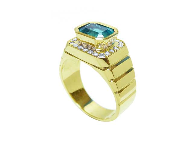 Authentic Colombian emerald ring for man