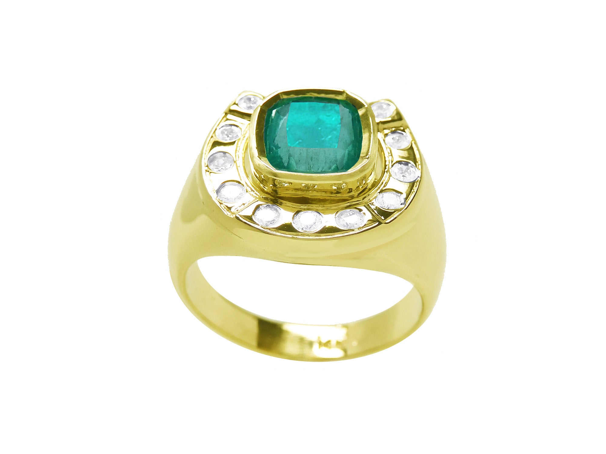 USA made men’s emerald horseshoe rings for sale