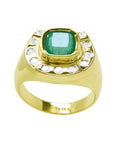 Solid yellow gold ring with emeralds