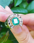 Emerald bezel set men ring