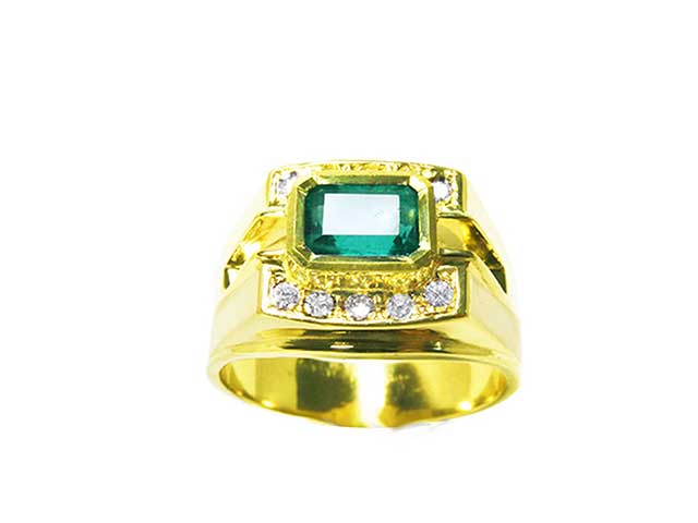 Green gemstone ring for men