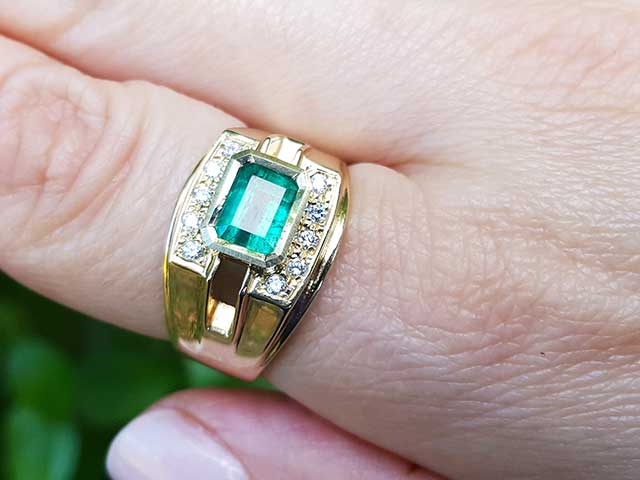 Emerald-cut men’s emerald ring