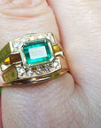 Men’s fine gold emerald jewelry