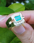 Natural emerald bezel set ring