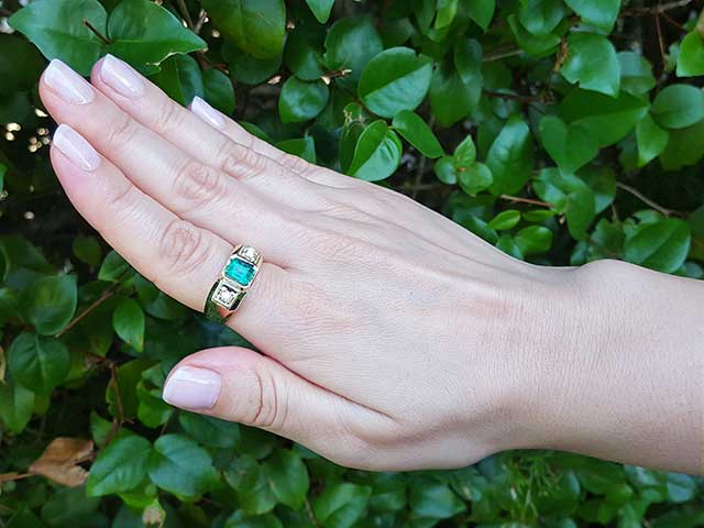 Genuine Colombian emerald ring for man