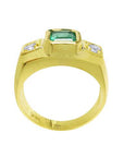 Solid yellow gold ring with emerald