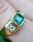 Emerald bezel set men's ring