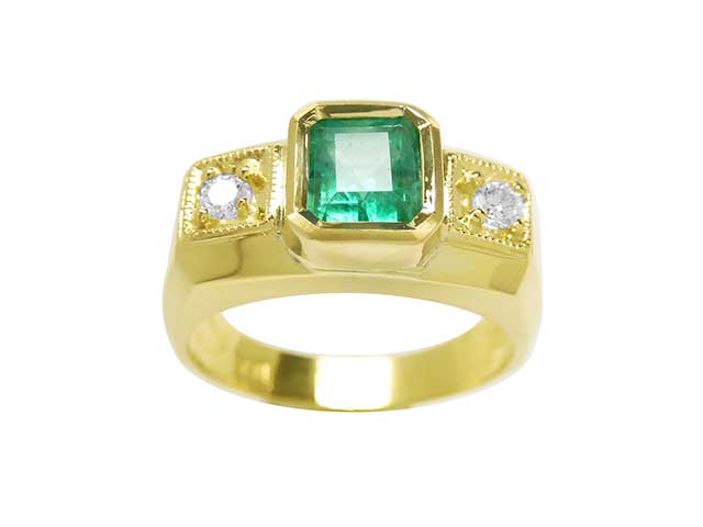 Men’s fine gold emerald jewelry