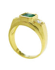 Emerald solitaire ring for men