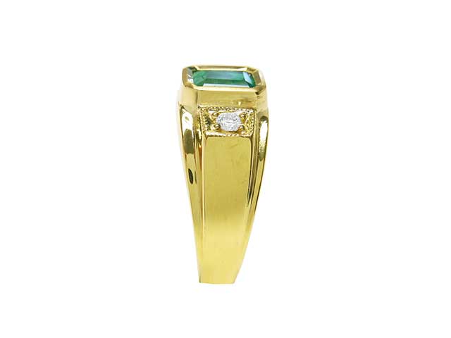 Emerald gold ring for man