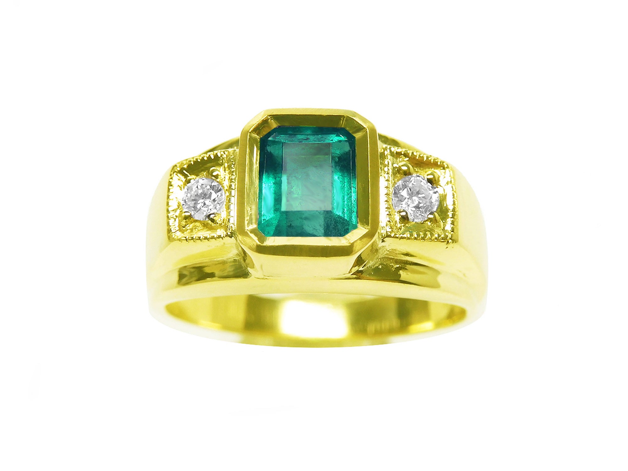 Men’s Colombian emerald rings for sale in USA