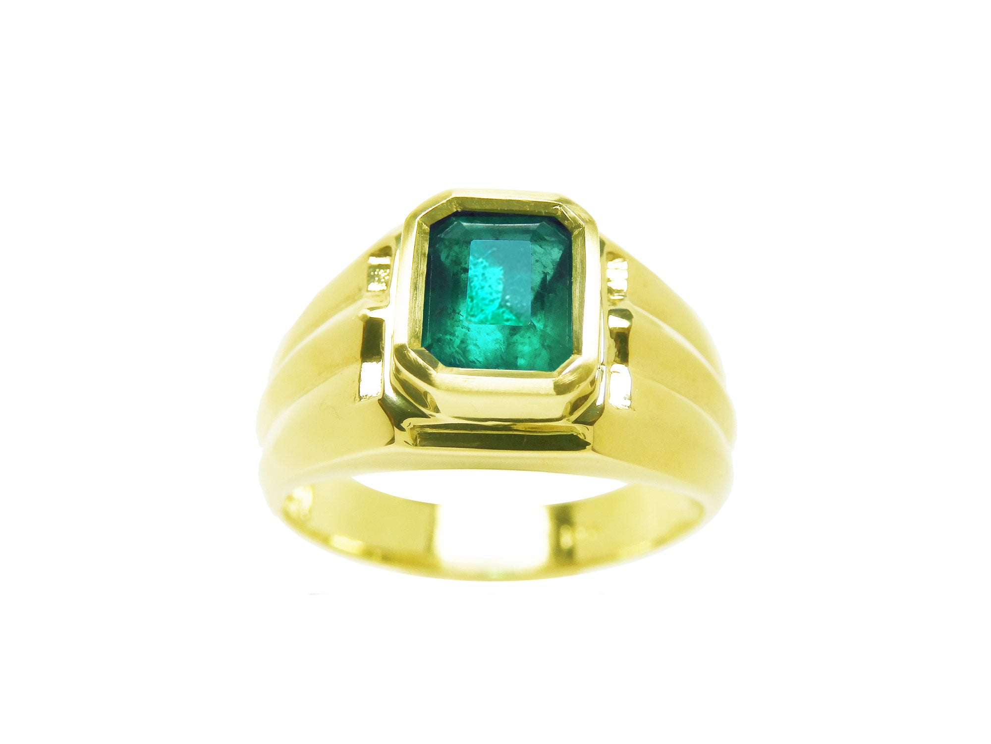 Men's solitaire emerald rings