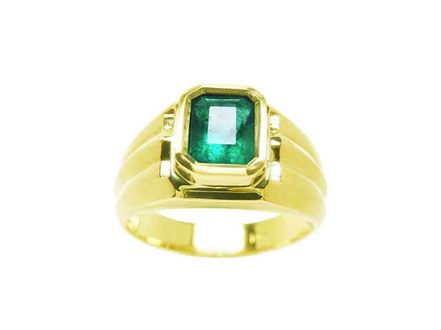 Green emerald men’s ring