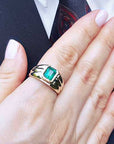 Emerald-cut men’s emerald ring