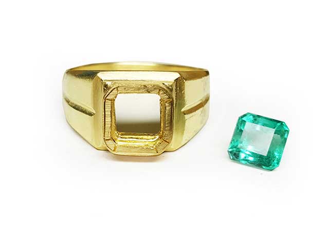 Natural emerald ring for man