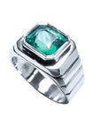 Men’s white gold emerald ring