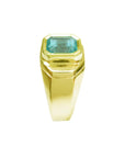 Men's yellow gold emerald ring