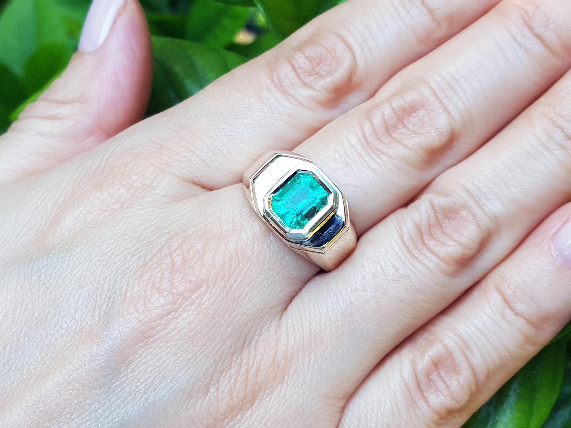 Emerald-cut mens emerald ring
