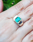 Emerald-cut mens emerald ring