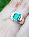 Genuine emerald ring for men