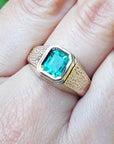 Solitaire emerald ring for men