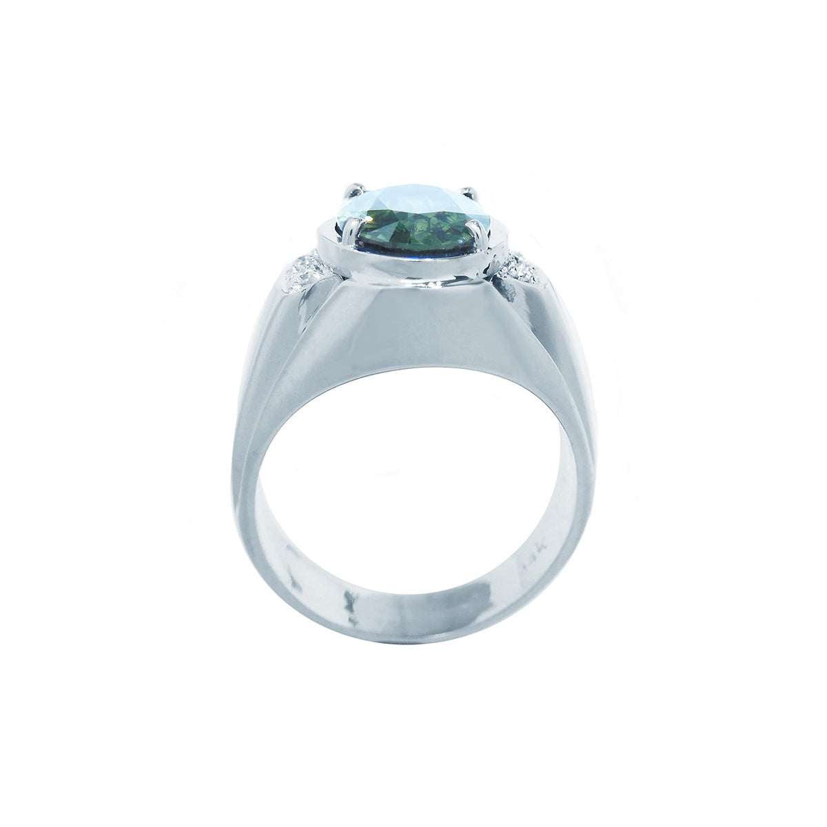 3.49 Carats Men&#39;s Sapphire Ring Prong Set Oval Cut Natural Australian Sapphire Oval Cut 14K White Gold