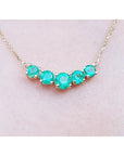 Five Stone 2.28 ct. Muzo Colombian Emeralds Necklace 14K Yellow Gold