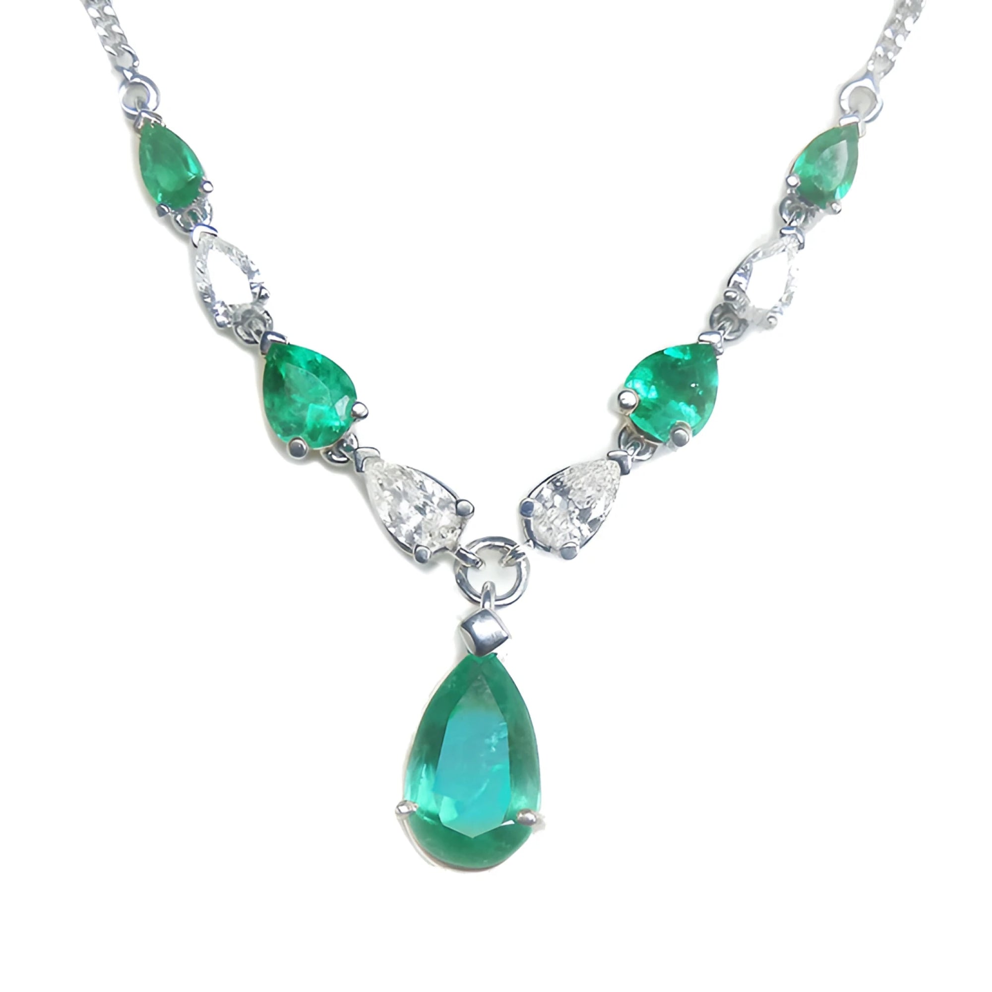 May birthstone: A unique collection of colombian emerald necklaces with natural diamonds.