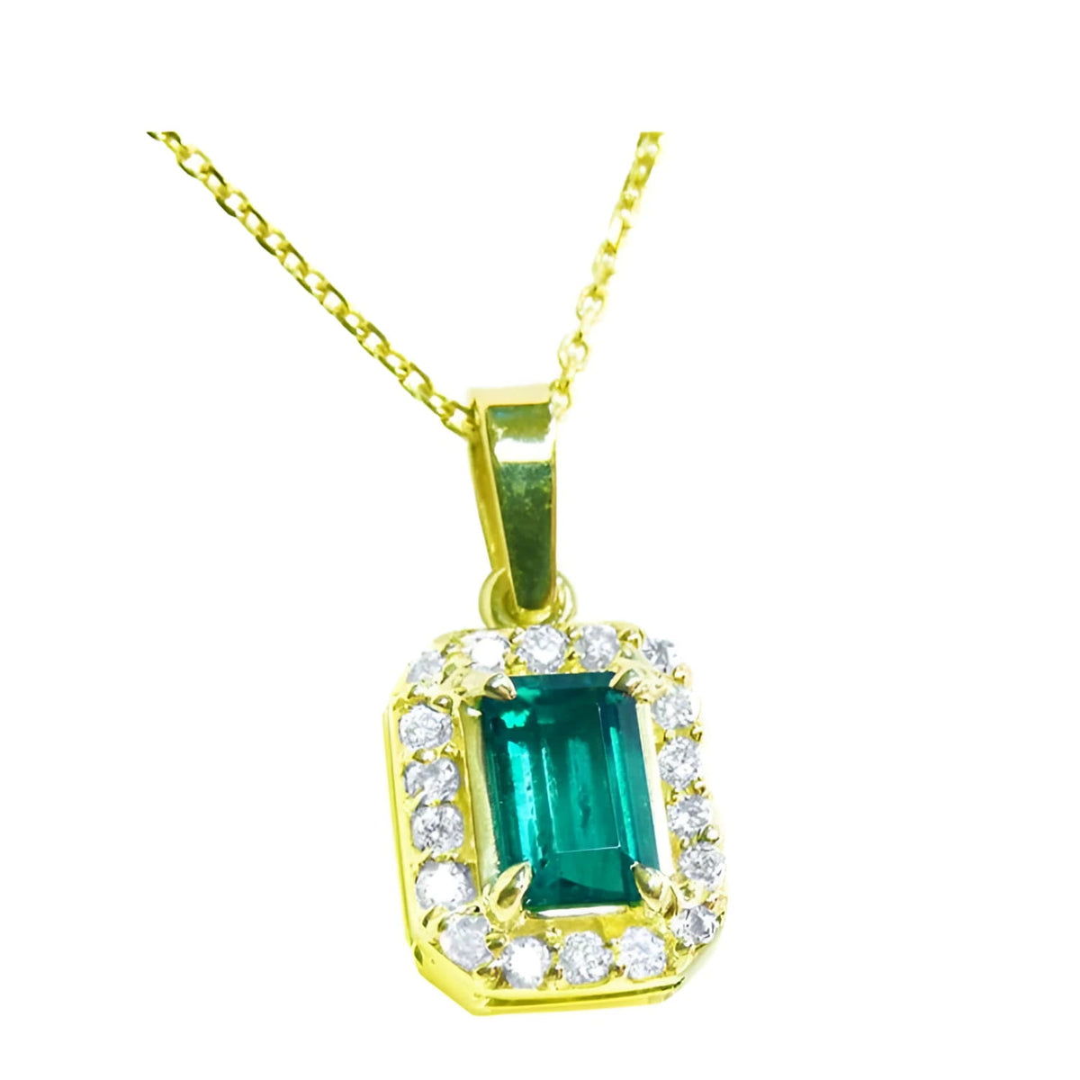 For May's birthstone, this collection of natural Colombian emerald pendants showcases unique designs crafted in solid gold and adorned with diamonds.