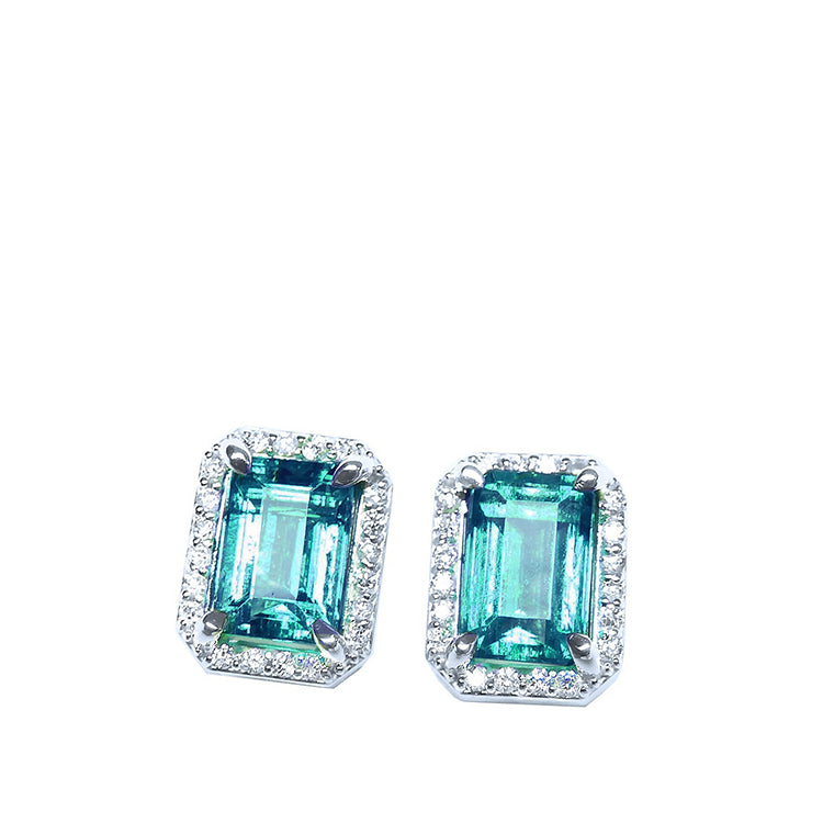 Fine collection of natural colombian emerald and diamond earrings made exclusively with Muzo born emeralds.