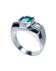 Genuine Muzo Emerald 1.32 Carat Men's Ring 14K White Gold