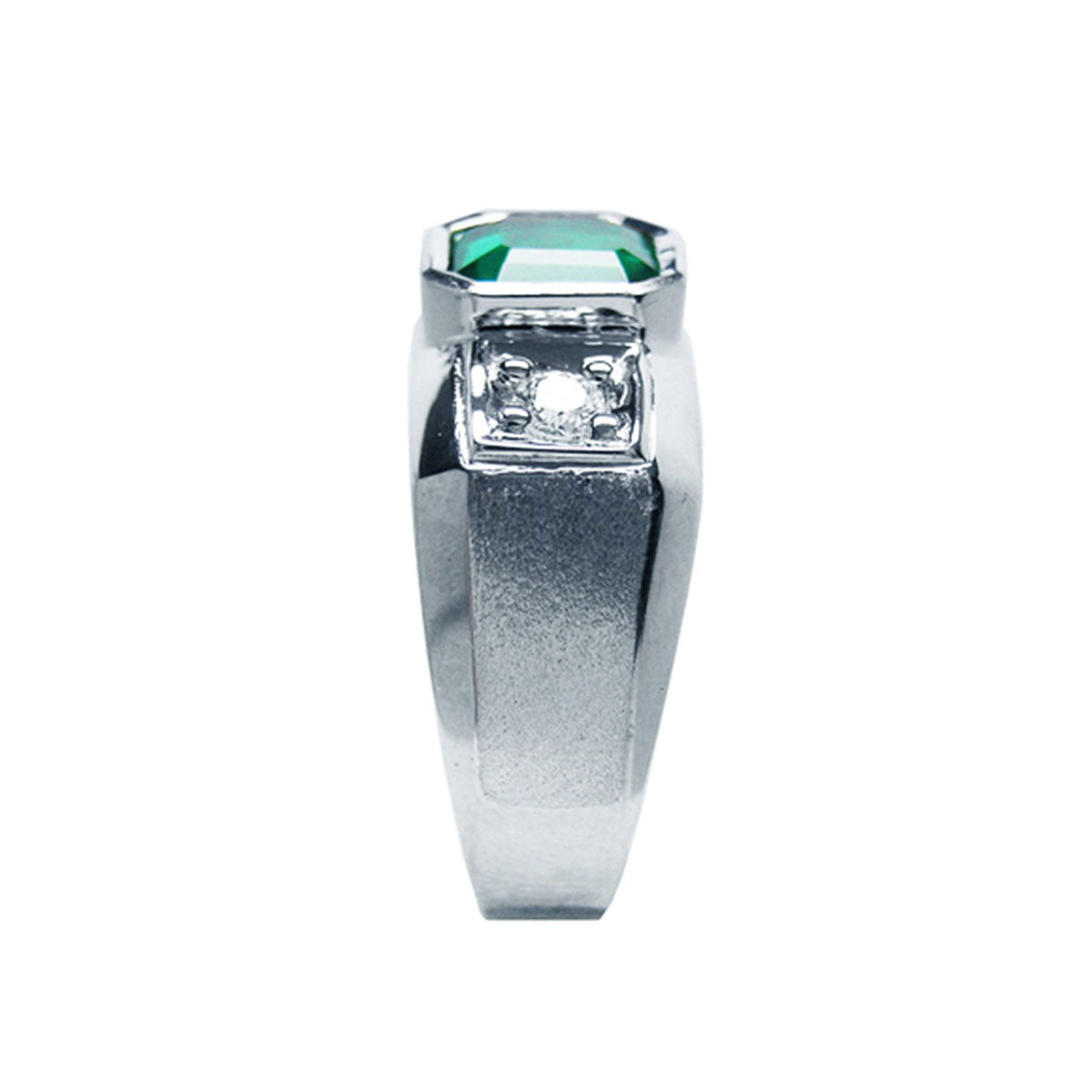 Genuine Muzo Emerald 1.32 Carat Men&#39;s Ring 14K White Gold