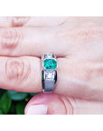 Genuine Muzo Emerald 1.32 Carat Men's Ring 14K White Gold