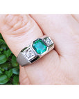 Genuine Muzo Emerald 1.32 Carat Men's Ring 14K White Gold