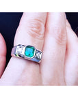 Genuine Muzo Emerald 1.32 Carat Men's Ring 14K White Gold