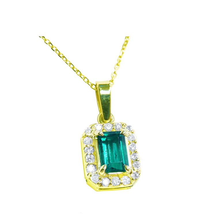 A stunning collection of Muzo-mined emerald pendants, crafted in exquisite designs with 18k or 14k gold and accented with natural diamonds.