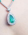 Natural Muzo emerald and diamond necklace