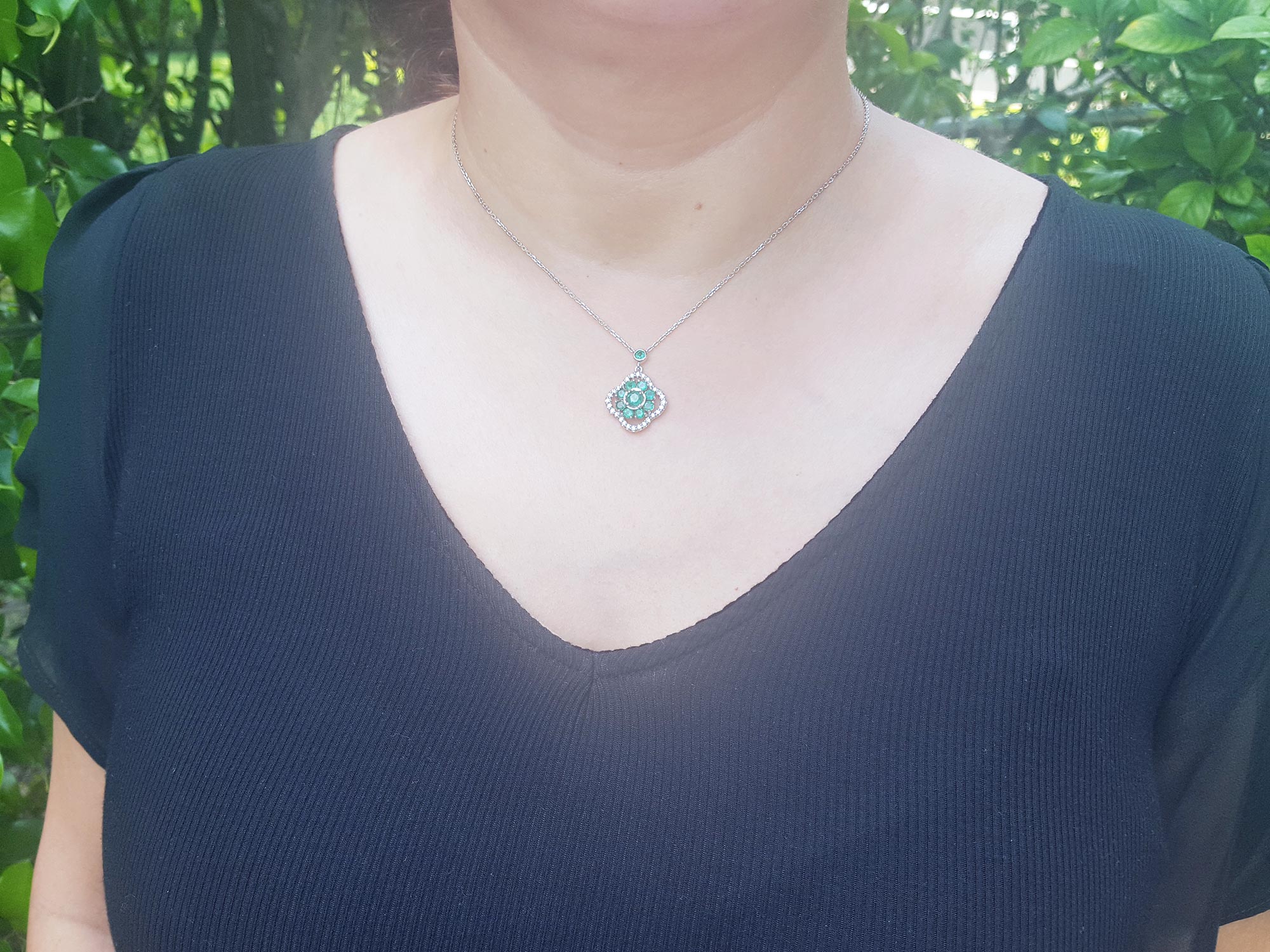 Genuine emerald necklace