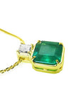 Asscher cut emerald necklace