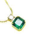 Green fire Asscher cut emerald necklace