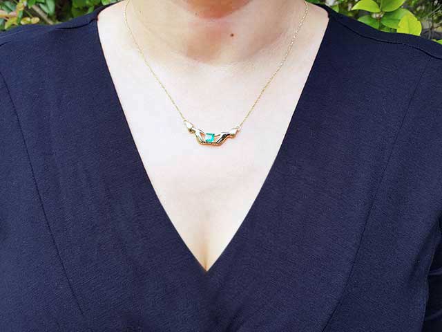 Claddagh necklace with heart emerald