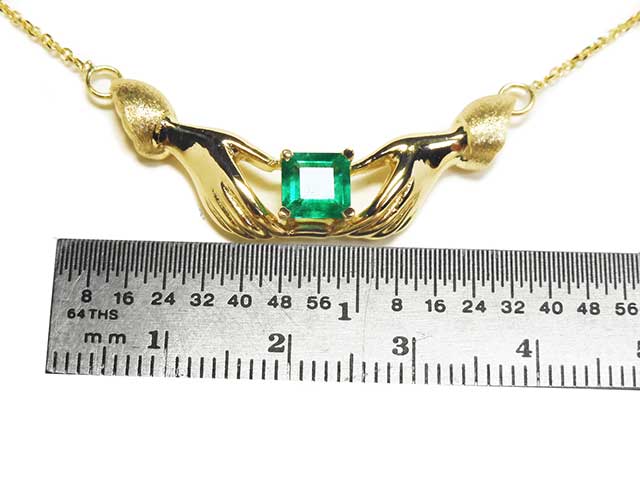 USA Hand made emerald Claddagh necklace