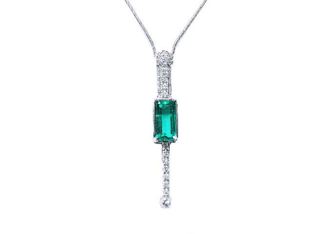 Emerald and diamond necklace